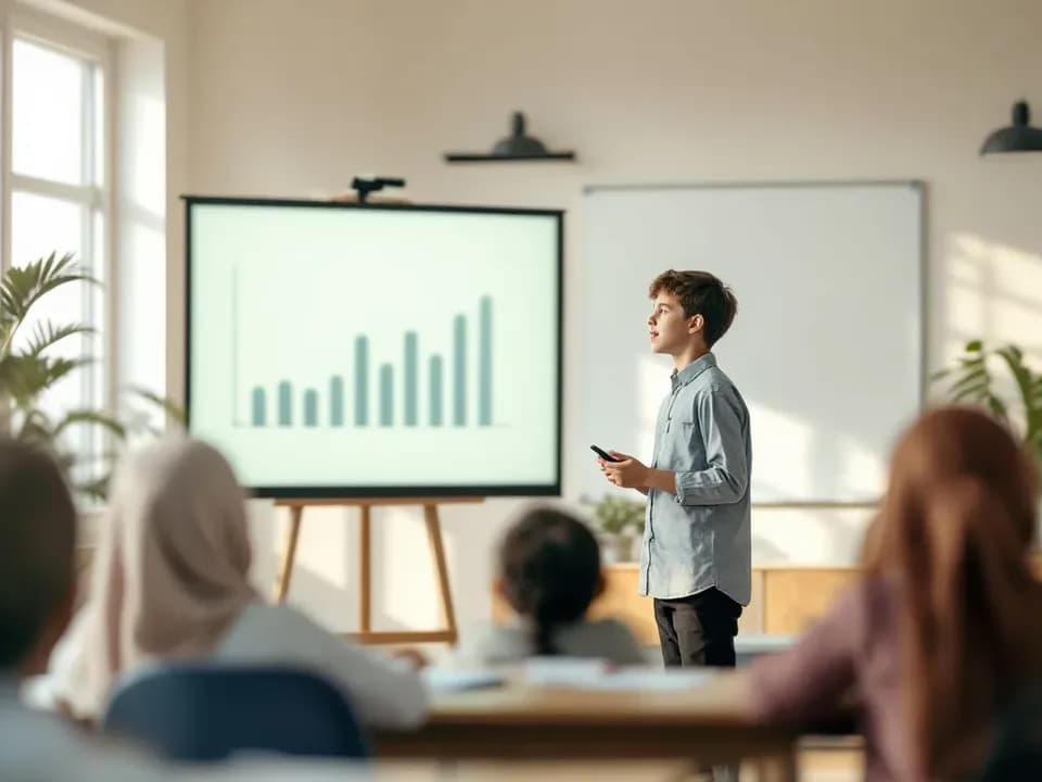 A student giving a presentation to his class