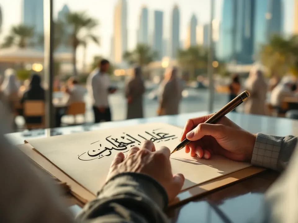 A calligraphy workshop in progress