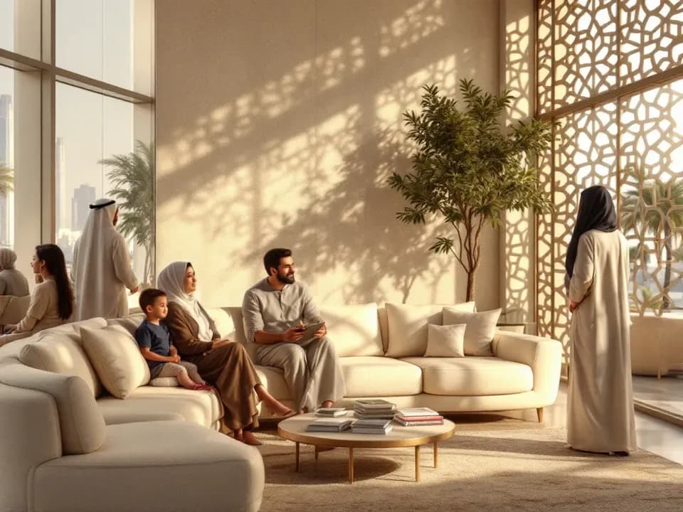 A comfortable lounge for families while classes run