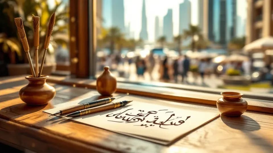 Reed pens, ink and paper for Arabic calligraphy