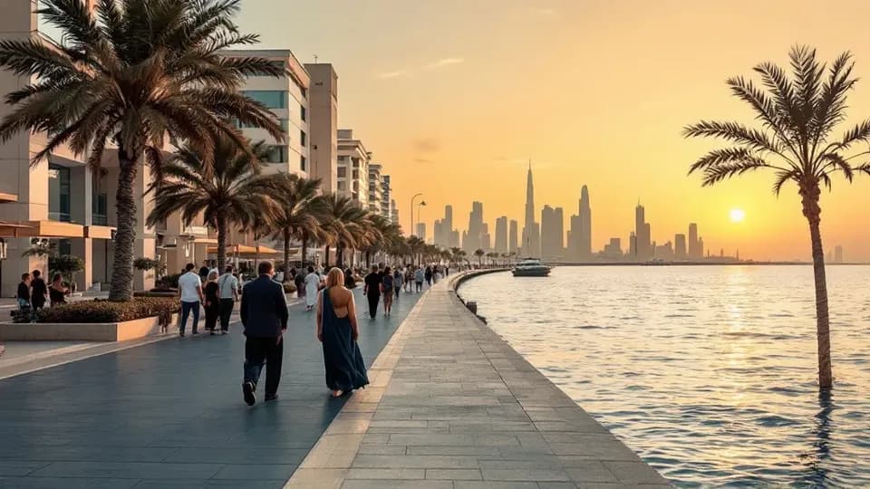 The Abu Dhabi Corniche at dusk