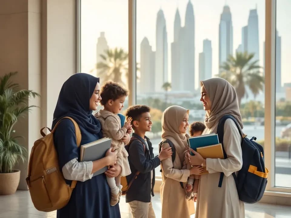 Families arriving to enrol at Knoxi in Abu Dhabi